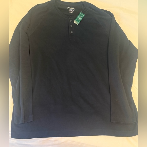 LL Bean Men's Cotton Knit Pajamas, Henley PJ Set - Picture 5 of 5